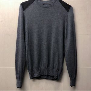 Matinique Men’s Gray Wool Sweater Black Suede - M